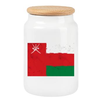 Flag of Oman - Cookie Jar with Wooden Lid - white - Front