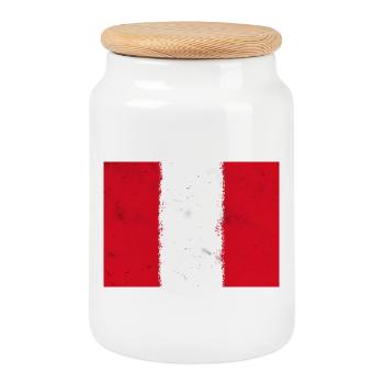 Flag of Peru - Cookie Jar with Wooden Lid - white - Front