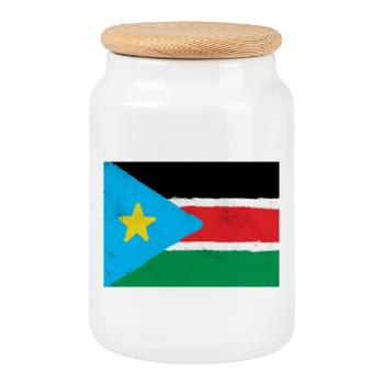 Flag of South Sudan - Cookie Jar with Wooden Lid - white - Front