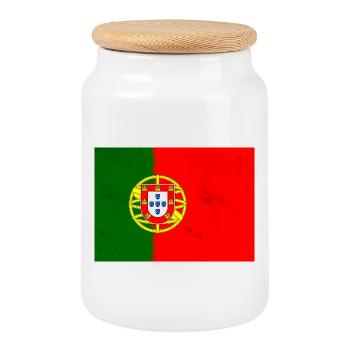 Flag of Portugal - Cookie Jar with Wooden Lid - white - Front