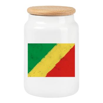 Drapeau de la République du Congo - Boîte à biscuits avec couvercle en bois - blanc - Devant
