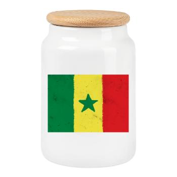 Flag of Senegal - Cookie Jar with Wooden Lid - white - Front