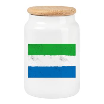 Flagge von Sierra Leone - Keksdose mit Holzdeckel - Weiß - Vorne