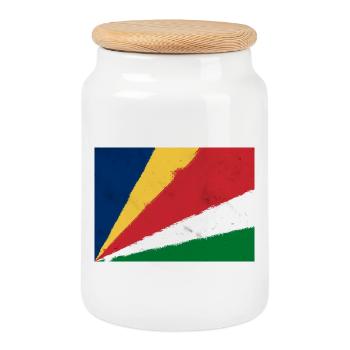 Flag of Seychelles - Cookie Jar with Wooden Lid - white - Front