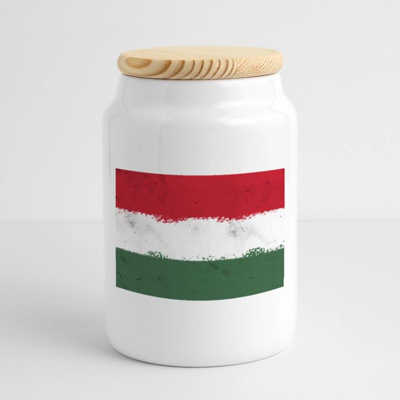 Drapeau de la Hongrie Boîte à biscuits avec couvercle en bois
