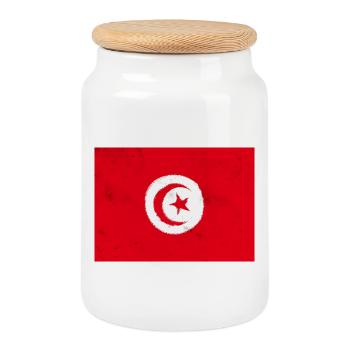 Flag of Tunisia - Cookie Jar with Wooden Lid - white - Front