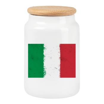 Drapeau de l’Italie - Boîte à biscuits avec couvercle en bois - blanc - Devant