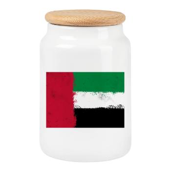 Flagge der Vereinigten Arabischen Emirate - Keksdose mit Holzdeckel - Weiß - Vorne