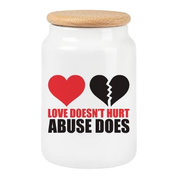 Broken Heart with Powerful Message - Cookie Jar with Wooden Lid - white - Front
