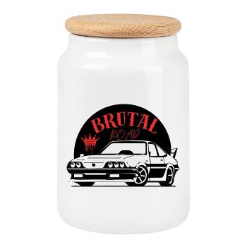 Brutal_road - Keksdose mit Holzdeckel - Weiß - Vorne