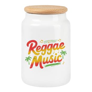 Son et vibrations reggae - Boîte à biscuits avec couvercle en bois - blanc - Devant