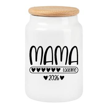 Mama 2026 loading - Keksdose mit Holzdeckel - Weiß - Vorne