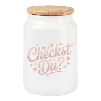 Check Out - Funny Memes - Cookie Jar with Wooden Lid - white - Front