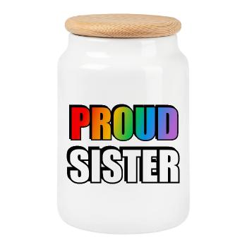 Stolze Schwester Pride Rainbow LGBT Ally - Keksdose mit Holzdeckel - Weiß - Vorne