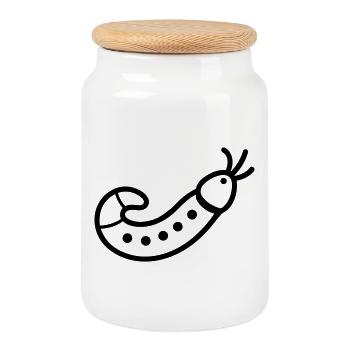 earthworm - Cookie Jar with Wooden Lid - white - Front