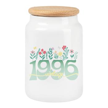1996 Flowers 30 Years Birthday Women - Cookie Jar with Wooden Lid - white - Front