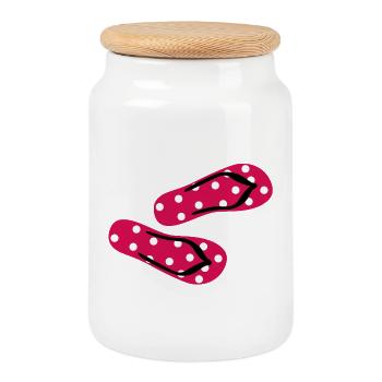 Babouches Toadstool Tongs Points Dots Été - Boîte à biscuits avec couvercle en bois - blanc - Devant