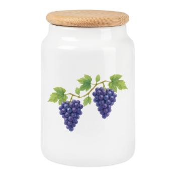 Grape traditional costume design - Cookie Jar with Wooden Lid - white - Front