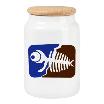 Fossile de poisson - Boîte à biscuits avec couvercle en bois - blanc - Devant