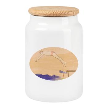 Schwimmen - Keksdose mit Holzdeckel - Weiß - Vorne