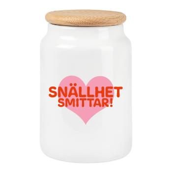 Kindness is contagious - Cookie Jar with Wooden Lid - white - Front