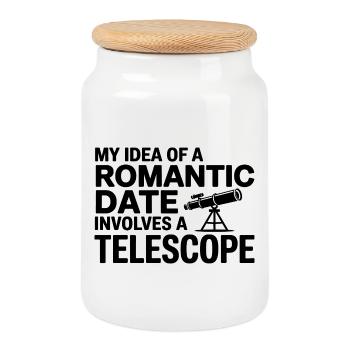 Stargazing Date Night Idea Astronomy - Cookie Jar with Wooden Lid - white - Front