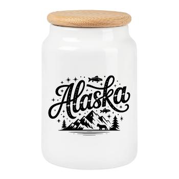 Alaska - Souvenir USA State Design - Boîte à biscuits avec couvercle en bois - blanc - Devant