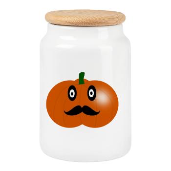HALLOWEEN. PUMPKIN. PUMPKIN HALLOWEEN. - Cookie Jar with Wooden Lid - white - Front
