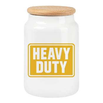 Heavy Duty Construction Warning Sign - Cookie Jar with Wooden Lid - white - Front