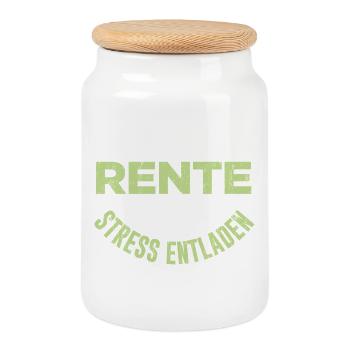 Rente geladen Geschenk zur Pensionierung - Keksdose mit Holzdeckel - Weiß - Vorne