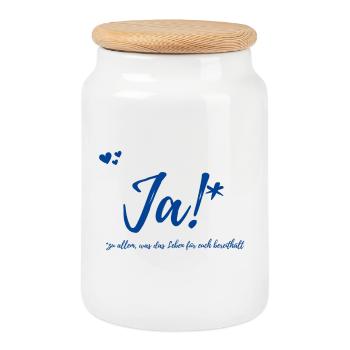 Geschenk Hochzeit - Keksdose mit Holzdeckel - Weiß - Vorne