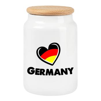 deutschland_herz_germany - Boîte à biscuits avec couvercle en bois - blanc - Devant