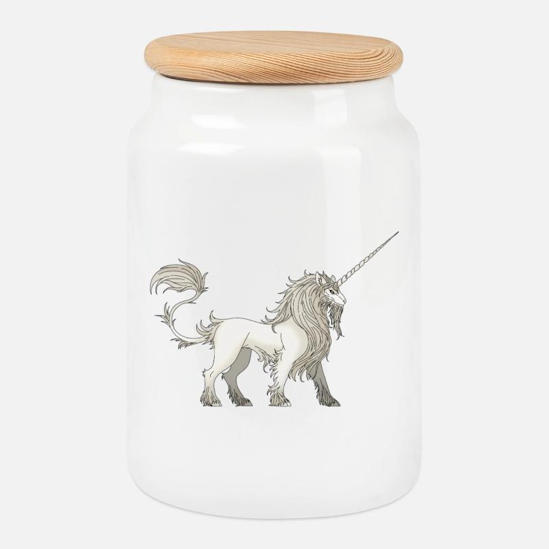 Einhorn - Keksdose mit Holzdeckel - Weiß