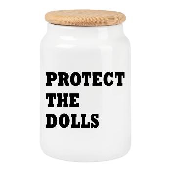 Protect The Dolls - Cookie Jar with Wooden Lid - white - Front