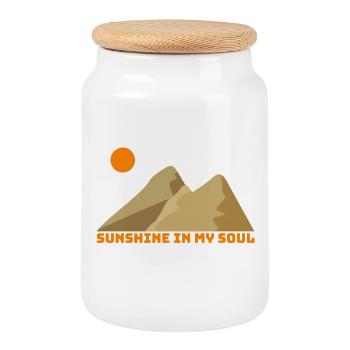 Sunshine soul in the mountains - Cookie Jar with Wooden Lid - white - Front