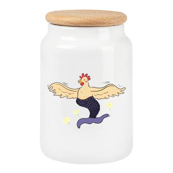 Happy Hen-Mermaid - Cookie Jar with Wooden Lid - white - Front