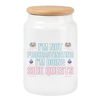 Im Not Procrastinating Im Doing Side Quests - Cookie Jar with Wooden Lid - white - Front