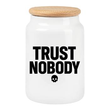 Trust Nobody - Cookie Jar with Wooden Lid - white - Front