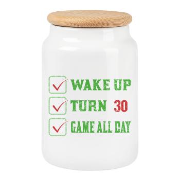 Wake Up to 30: Play All Day - Cookie Jar with Wooden Lid - white - Front