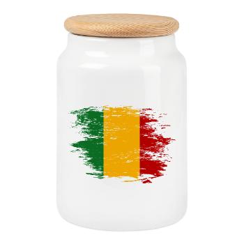 Mali Flagge used - Keksdose mit Holzdeckel - Weiß - Vorne