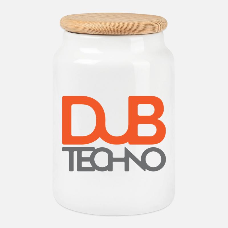Dub Techno Logo T-Shirt - Keksdose mit Holzdeckel - Weiß