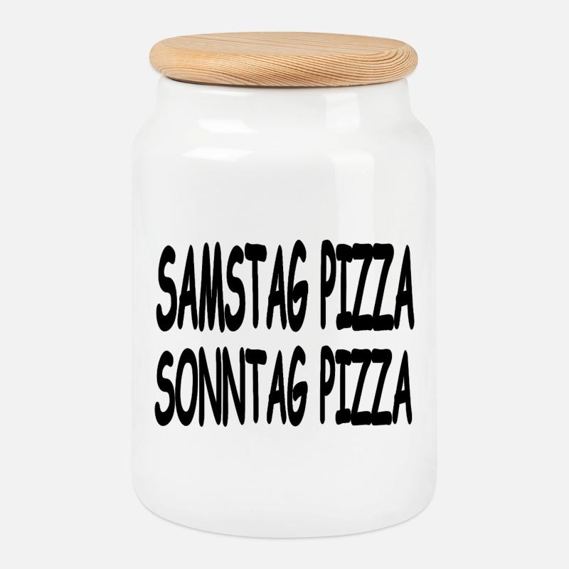 Pizza - Keksdose mit Holzdeckel - Weiß