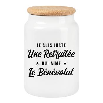 Retraitée Bénévole Humour Cadeau Retraite - Boîte à biscuits avec couvercle en bois - blanc - Devant