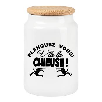 La Chieuse Humour Femme - Boîte à biscuits avec couvercle en bois - blanc - Devant