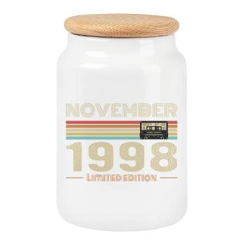 November 1998 Vintage Geburtstag Retro T-Shirt - Keksdose mit Holzdeckel - Weiß - Vorne