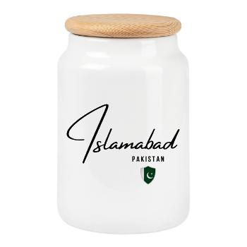 Design élégant Islamabad, fierté pakistanaise - Boîte à biscuits avec couvercle en bois - blanc - Devant