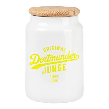 Real Dortmund Sweat à capuche Chemise Mug Combishort - Boîte à biscuits avec couvercle en bois - blanc - Devant