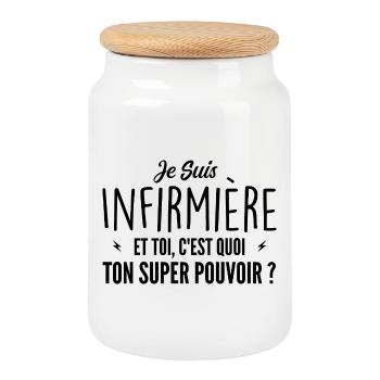 I am a nurse. What's your superpower? - Cookie Jar with Wooden Lid - white - Front