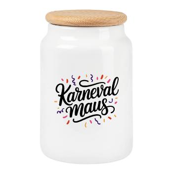 Carnival Mouse Confetti Costume Carnival - Cookie Jar with Wooden Lid - white - Front