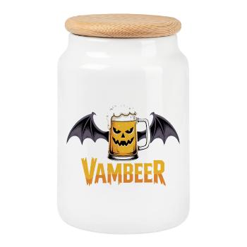 Vam-Beer - Funny Halloween T-Shirt - Cookie Jar with Wooden Lid - white - Front